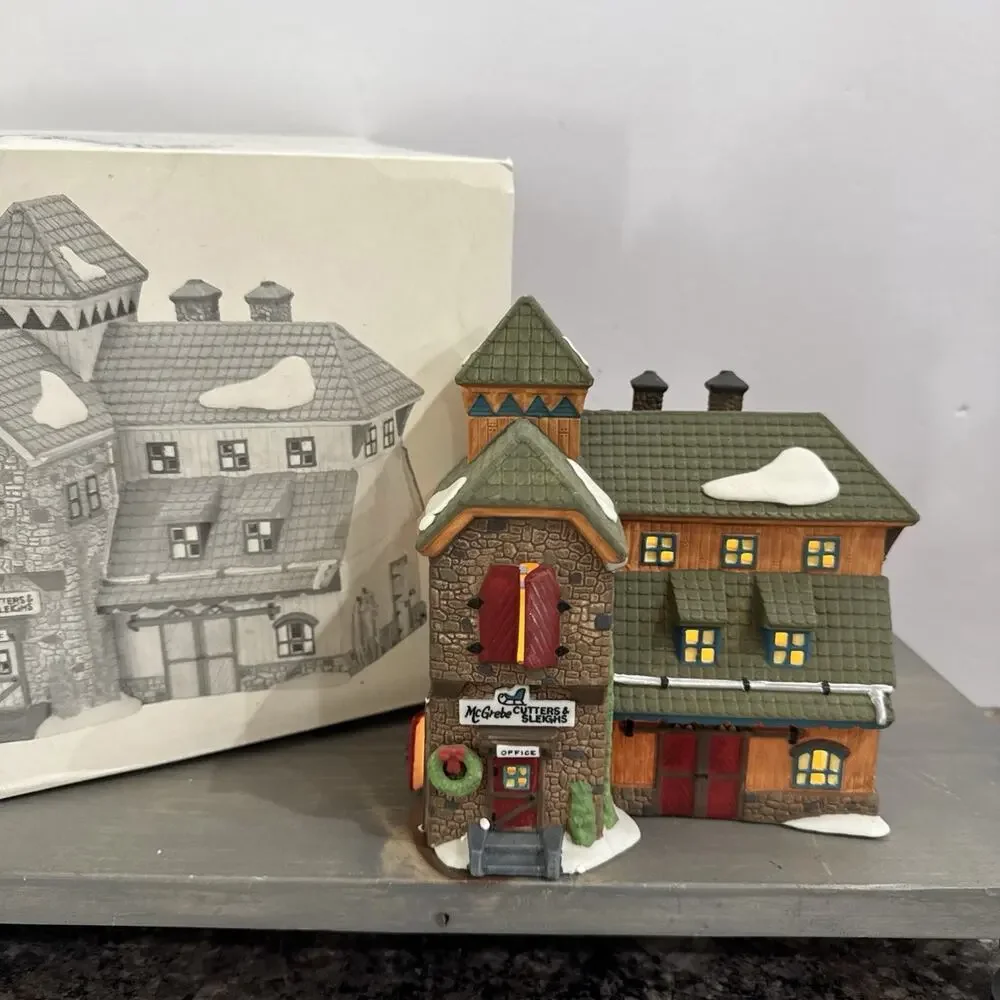 Dept 56 New England Village MCGREBE CUTTERS & SLEIGHS #56405 Lighted House 1991